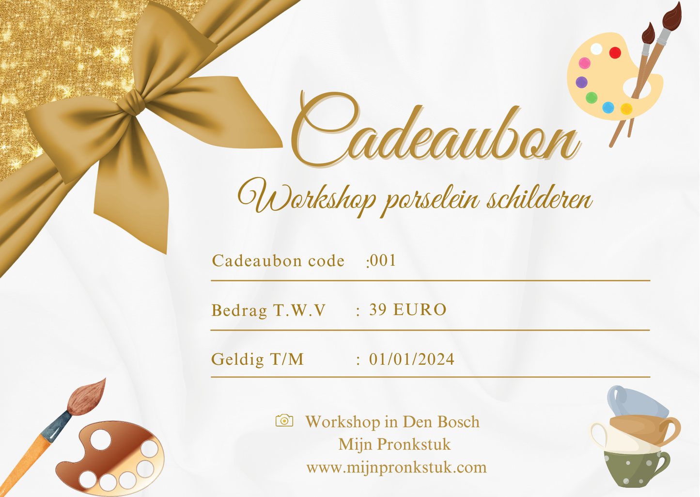 Cadeaubon porselein schilderen