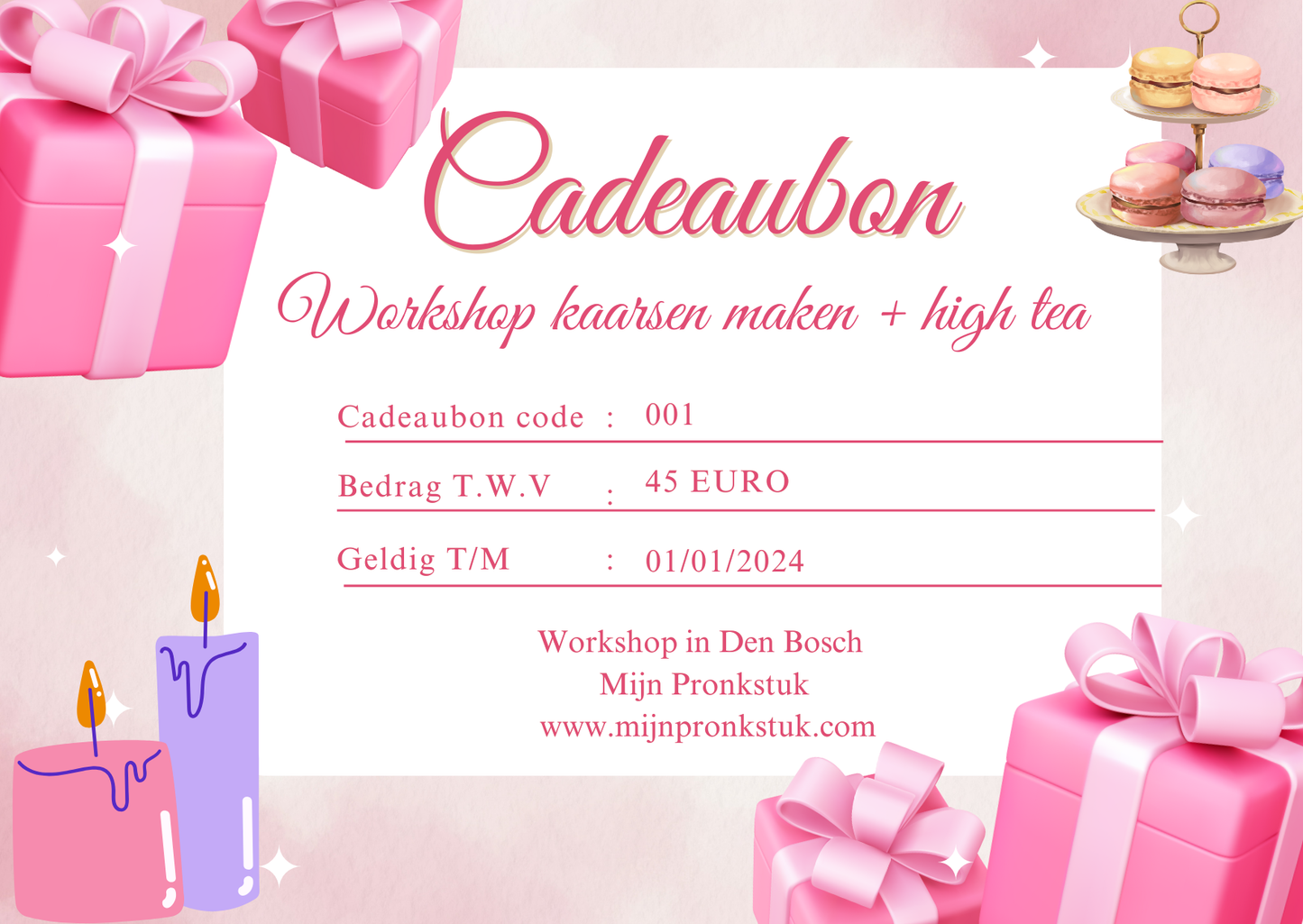 Cadeaubon kaarsen maken met high tea 