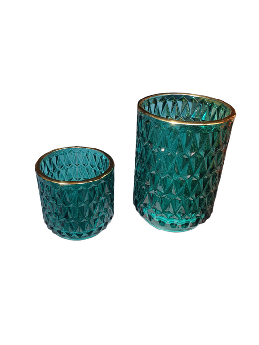 Glazen waxinelichthouder M - groen