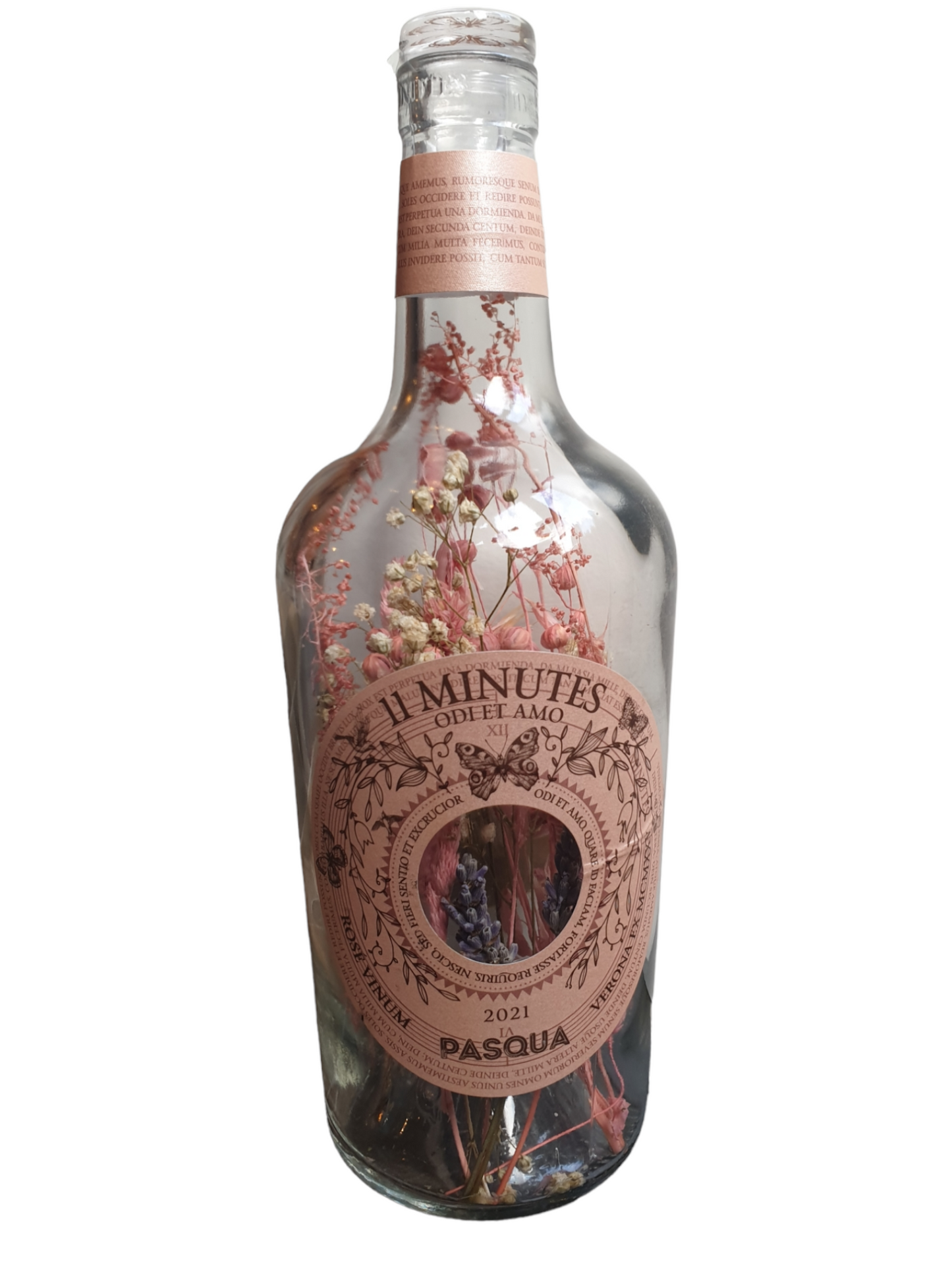 Fles met droogbloemen - Blauw