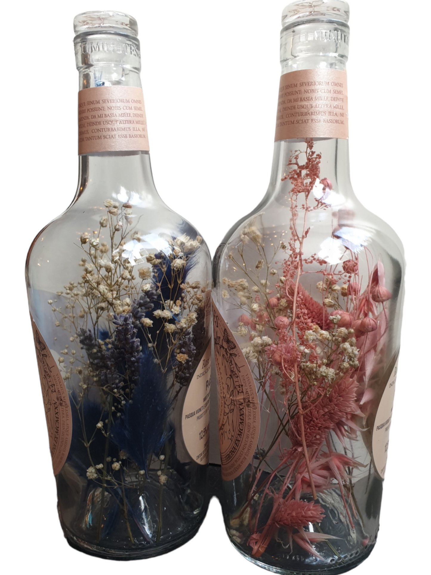 Fles met droogbloemen - Blauw