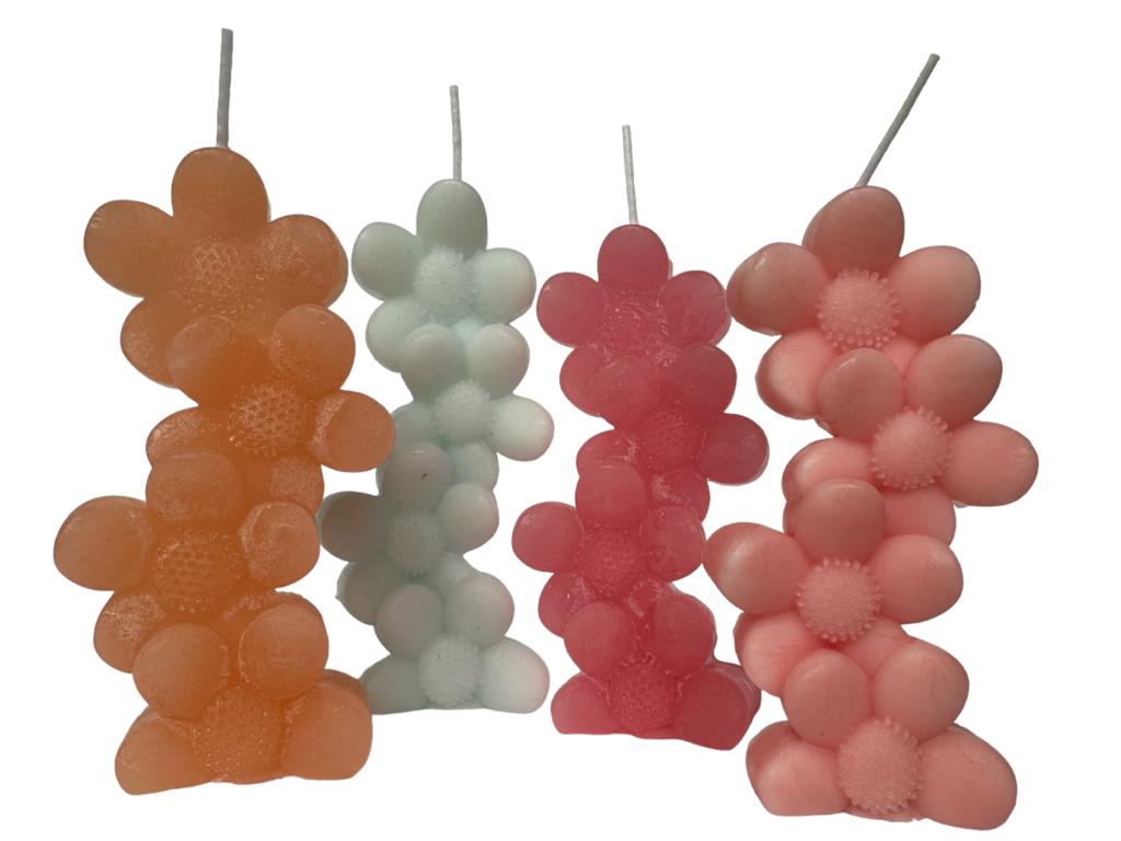 Bloemen 4x hoog - kaars