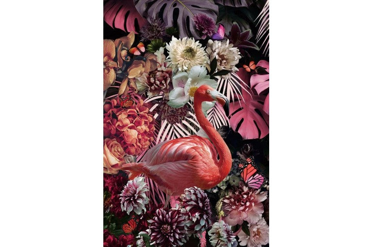 Glas schilderij flamingo