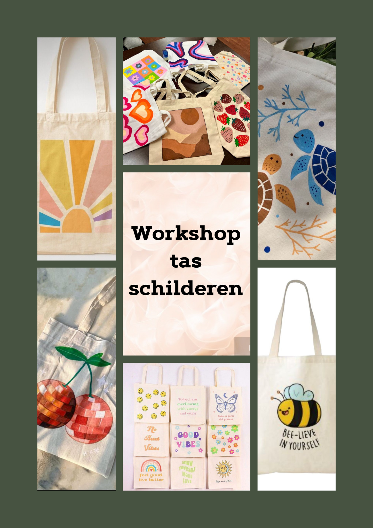 Workshop tas schilderen + hapje en een drankje