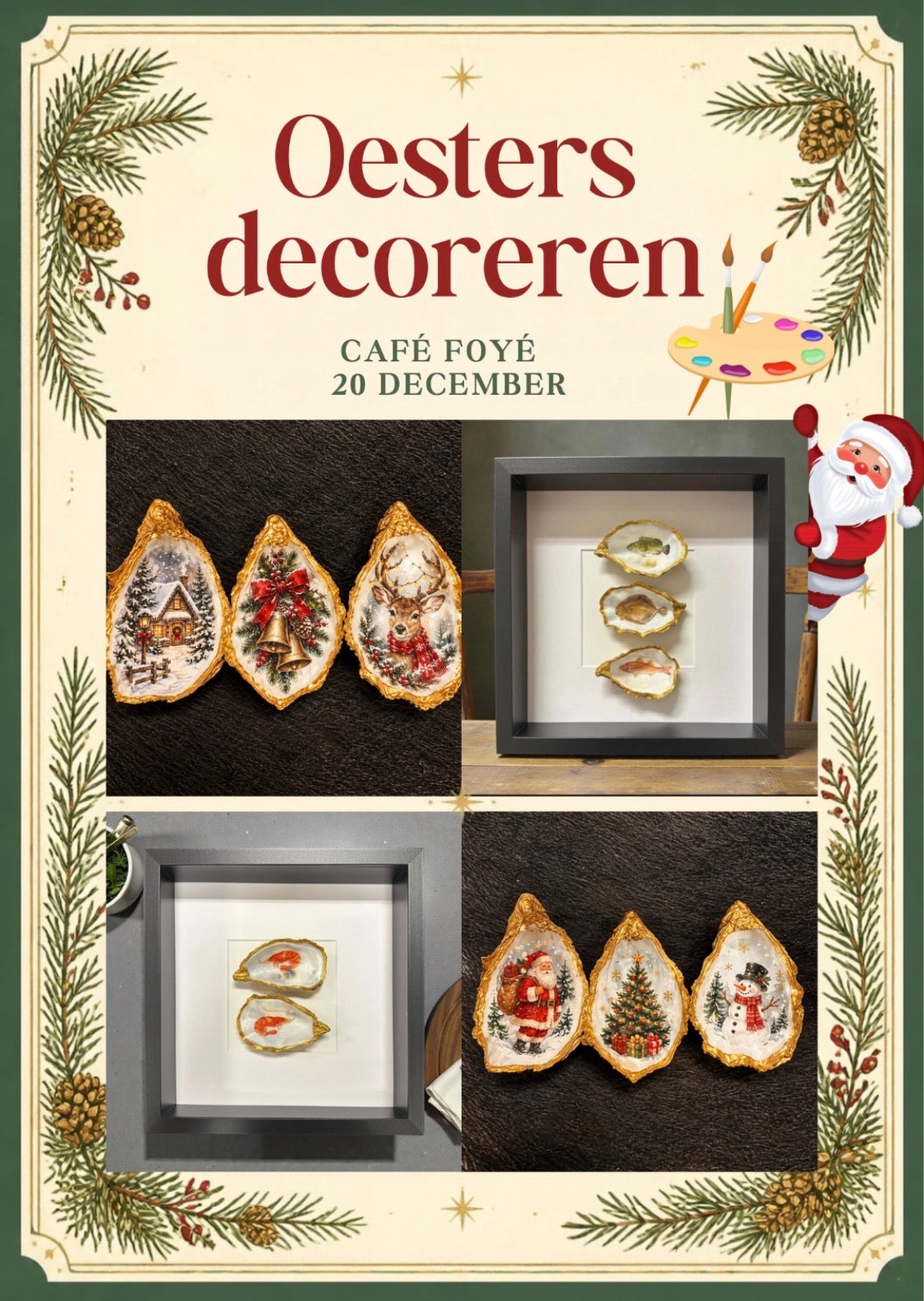 Oesters decoreren kerst