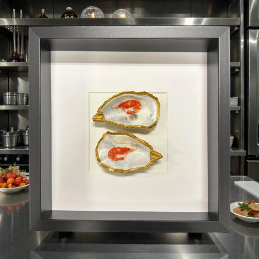 Lijst met twee oesters – Garnalen duo