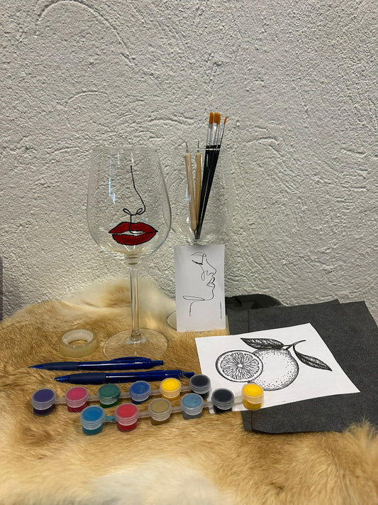 DIY - Wijnglazen schilder workshop thuis - 2 personen (20-delig)
