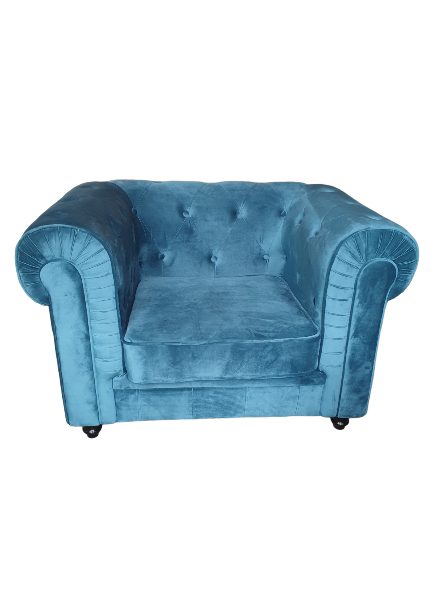 Chesterfield fauteuil velvet blauw