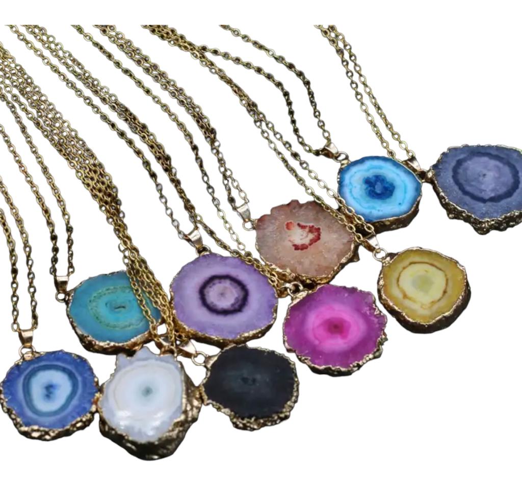 Druzy Agate ketting - Paars